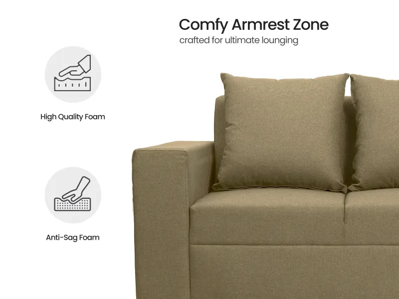 Hugo Upholstered 3 Seater Sofa in Beige Color